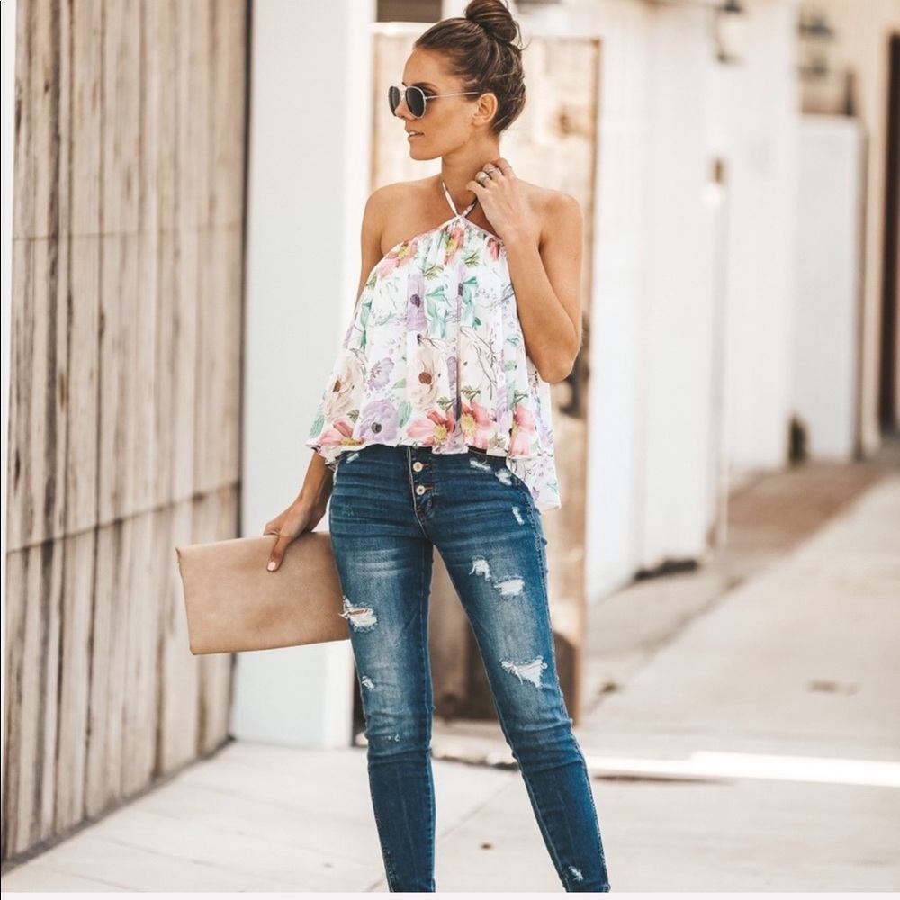 LAST ONE Water Lily Halter Top Vici - Picture 4 of 7